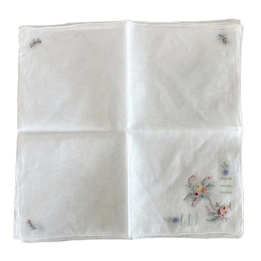 Vintage Embroidered Handkerchiefs Set of 8